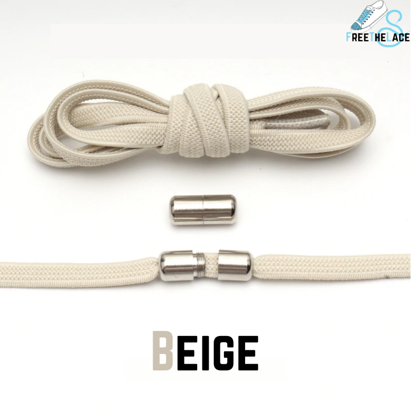 Beige No Tie Elastic Shoelaces