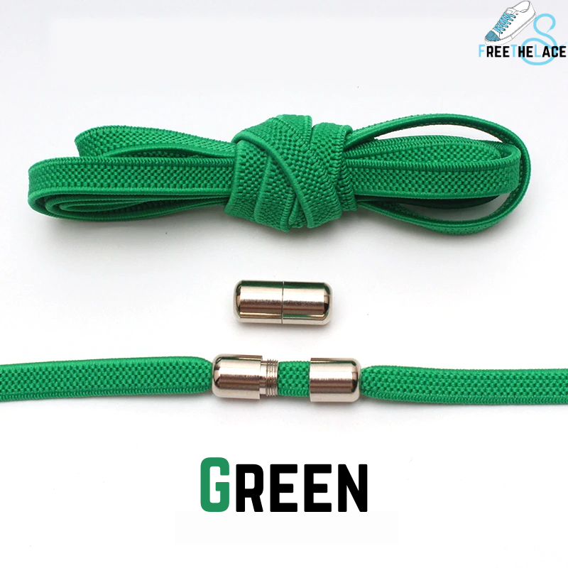 Green No Tie Elastic Shoelaces