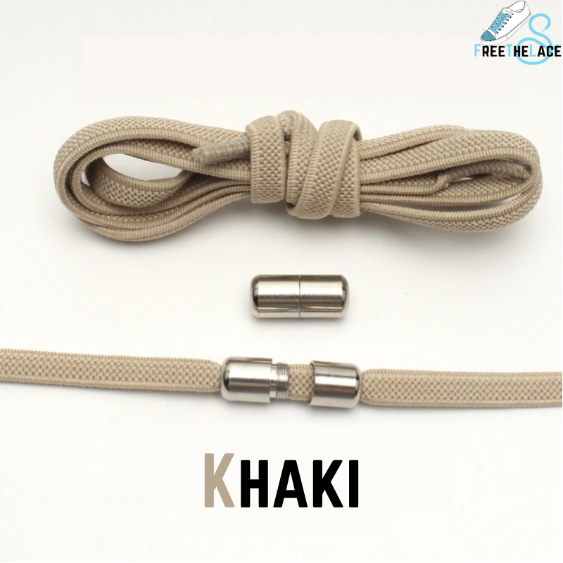 Khaki No Tie Elastic Shoelaces