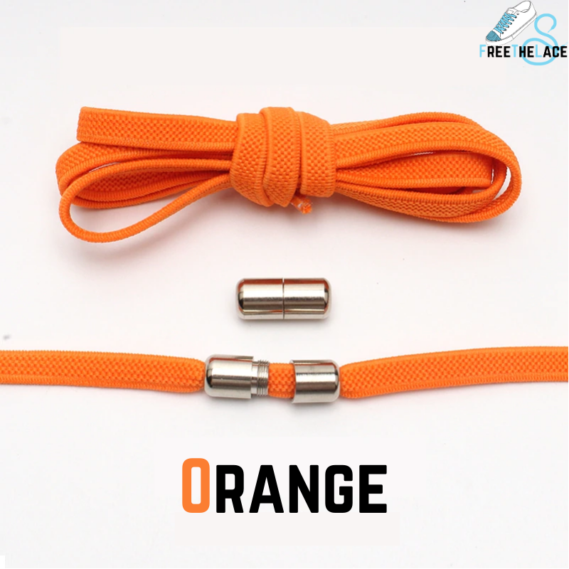 Orange No Tie Elastic Shoelaces