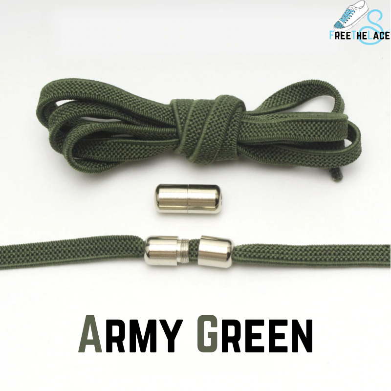 Army Green No Tie Elastic Shoelaces