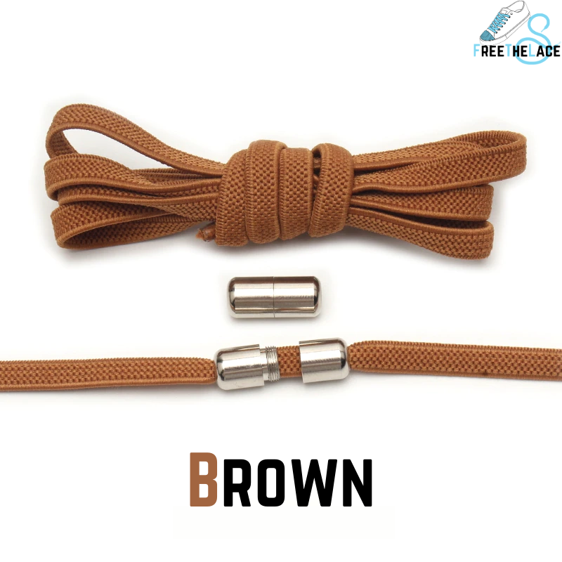 Brown No Tie Elastic Shoelaces