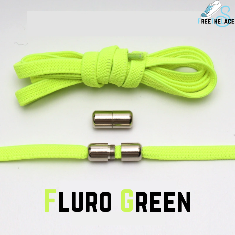 Fluro Green No Tie Elastic Shoelaces